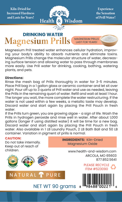 Magnesium Prills - Water Treatment Device for Hydration, enhancing cellular hydration and improving water quality.