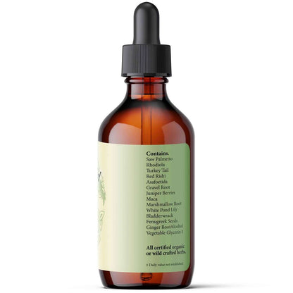 Maletone - Plant Extract for Healthy Testosterone liquid tincture ingredients list and bottle design.