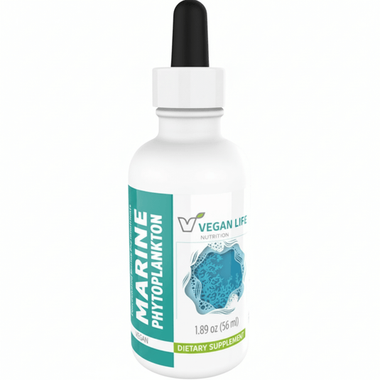 Marine Phytoplankton for Cellular Nutrition and Energy Vegan Life Drops bottle.