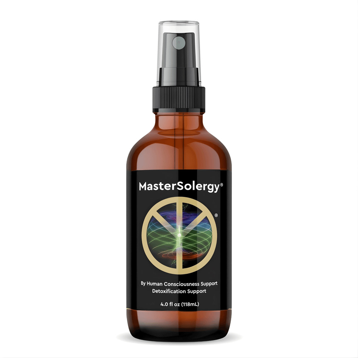 MasterSolergy Zeolite Detox Supplement spray bottle designed for detoxification support and cellular cleansing.
