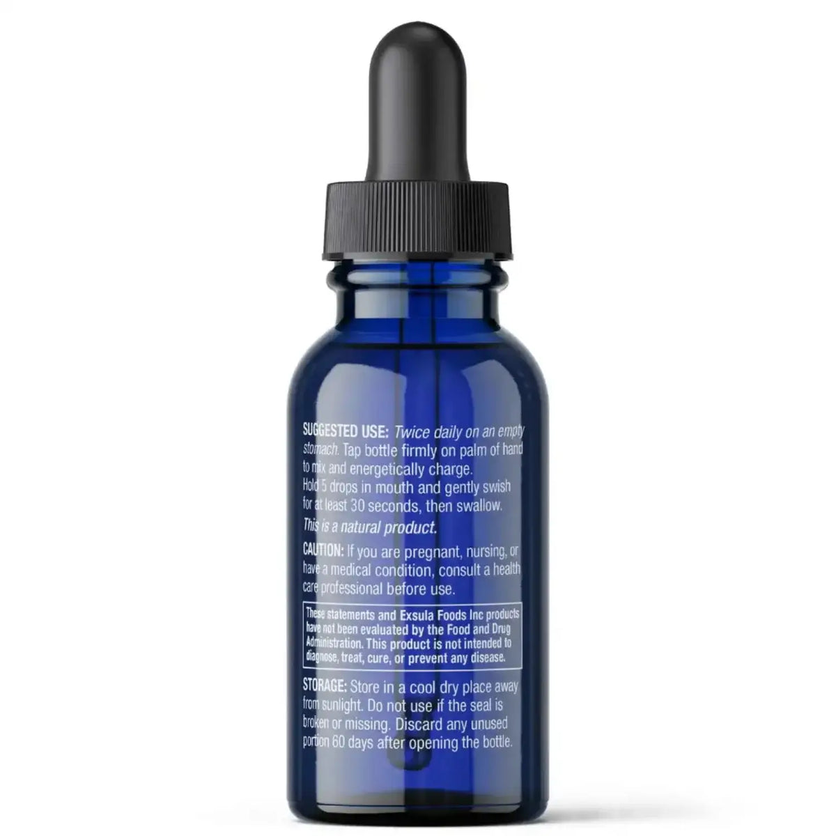 MasterPeace Zeolite Detox Supplement dropper bottle with usage instructions and safety cautions