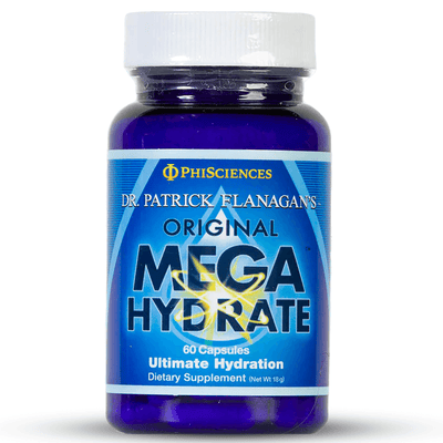 MegaHydrate - Silica Hydride Antioxidant supplement bottle for ultimate hydration and cellular health.