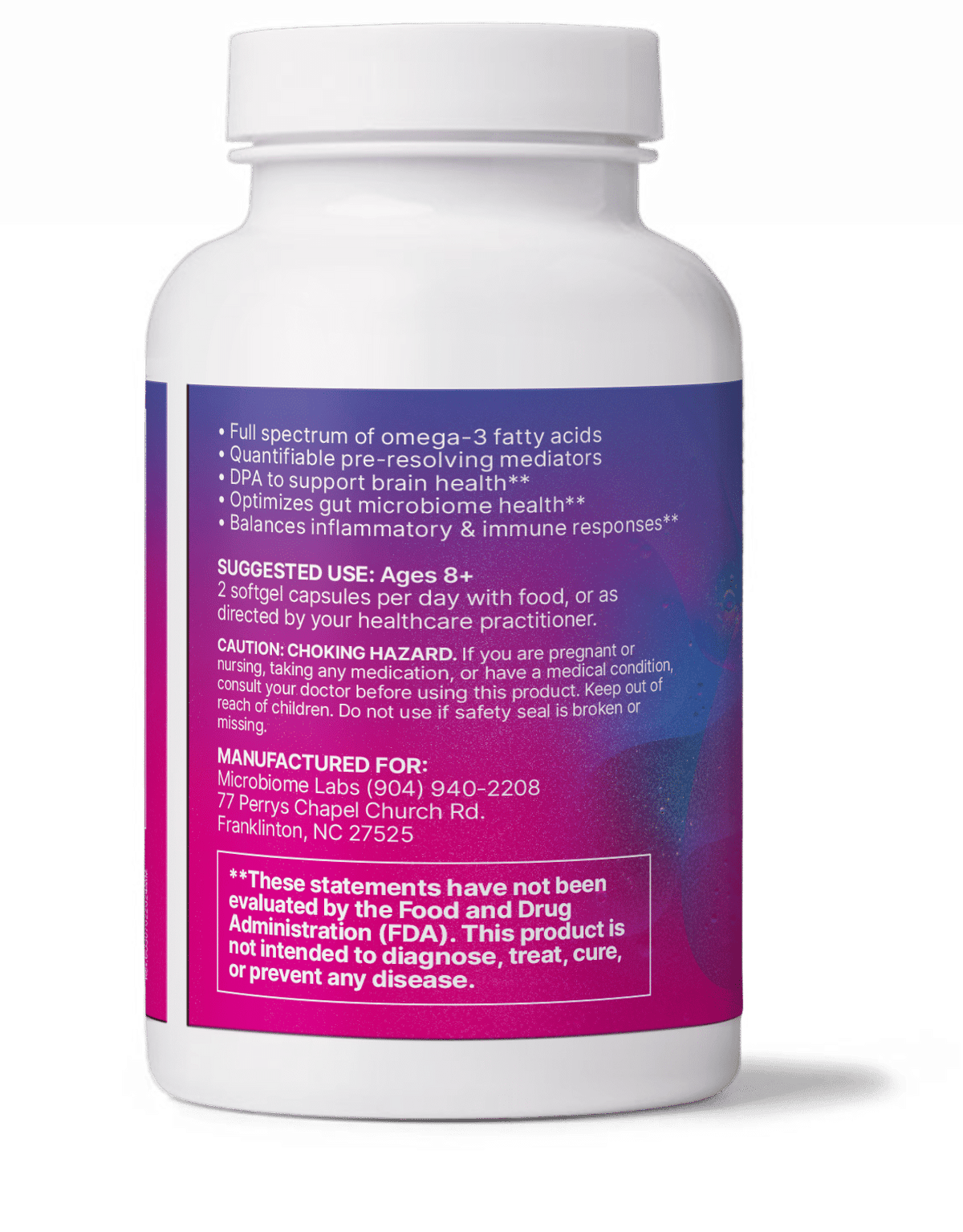 Omega Ultra SPM supplement bottle displaying EPA DHA and DPA blend for heart and brain health.