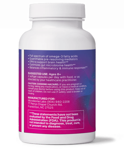 Omega Ultra SPM supplement bottle displaying EPA DHA and DPA blend for heart and brain health.