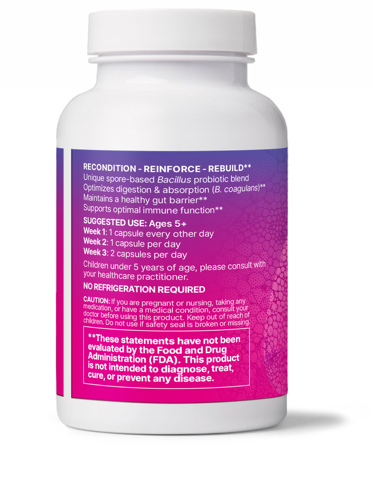 MegaSporeBiotic - Spore Based Probiotic for Microbiome Diversity supplement bottle with usage instructions.