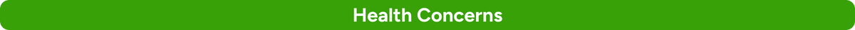 Health Concerns category header with white text on a green background