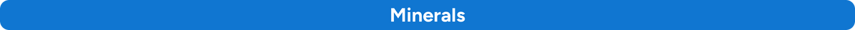 Minerals category header with white text on a blue background