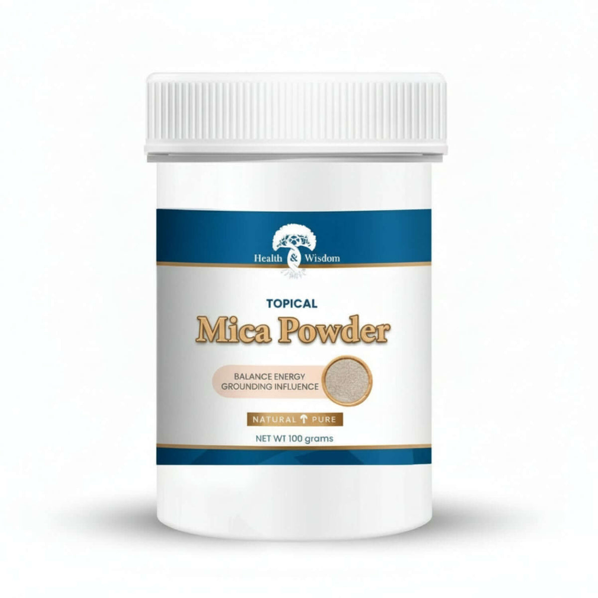 Skin Hydration Mineral - Mica Powder jar from Health and Wisdom for balancing energy and grounding influence.