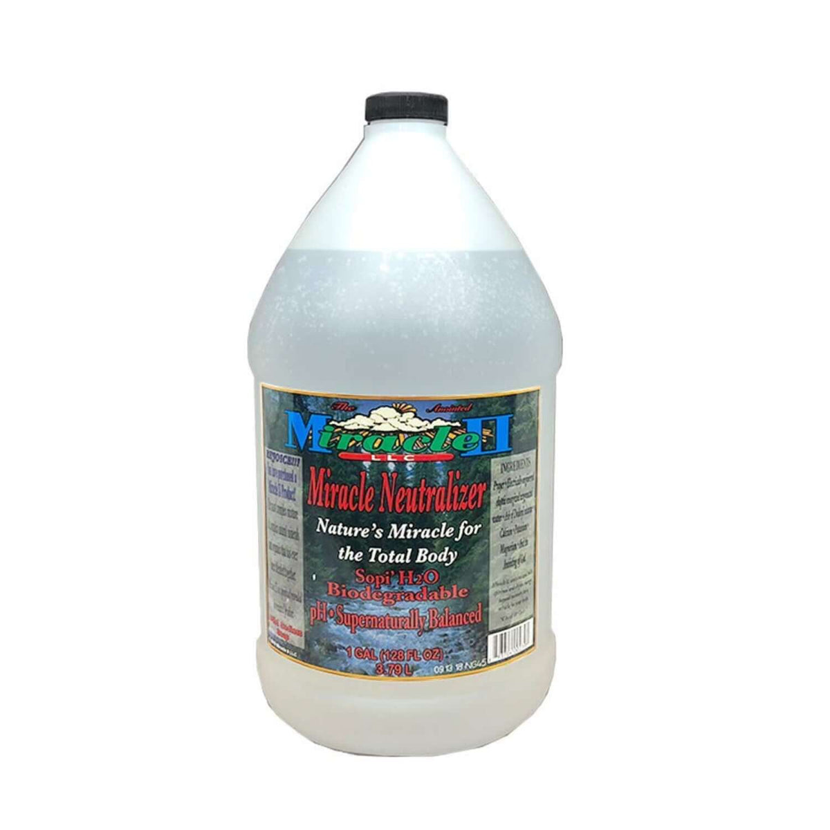 Miracle Neutralizer Liquid - Natural Alkaline Liquid Mineral in a large bottle, promoting systemic wellness and purification.