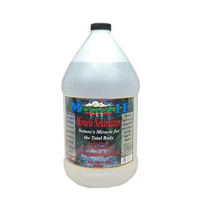 Miracle Neutralizer Liquid - Natural Alkaline Liquid Mineral in a large bottle, promoting systemic wellness and purification.