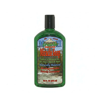Miracle Soap - Natural Soap Concentrate in a green bottle, versatile for cleansing and detoxifying uses.