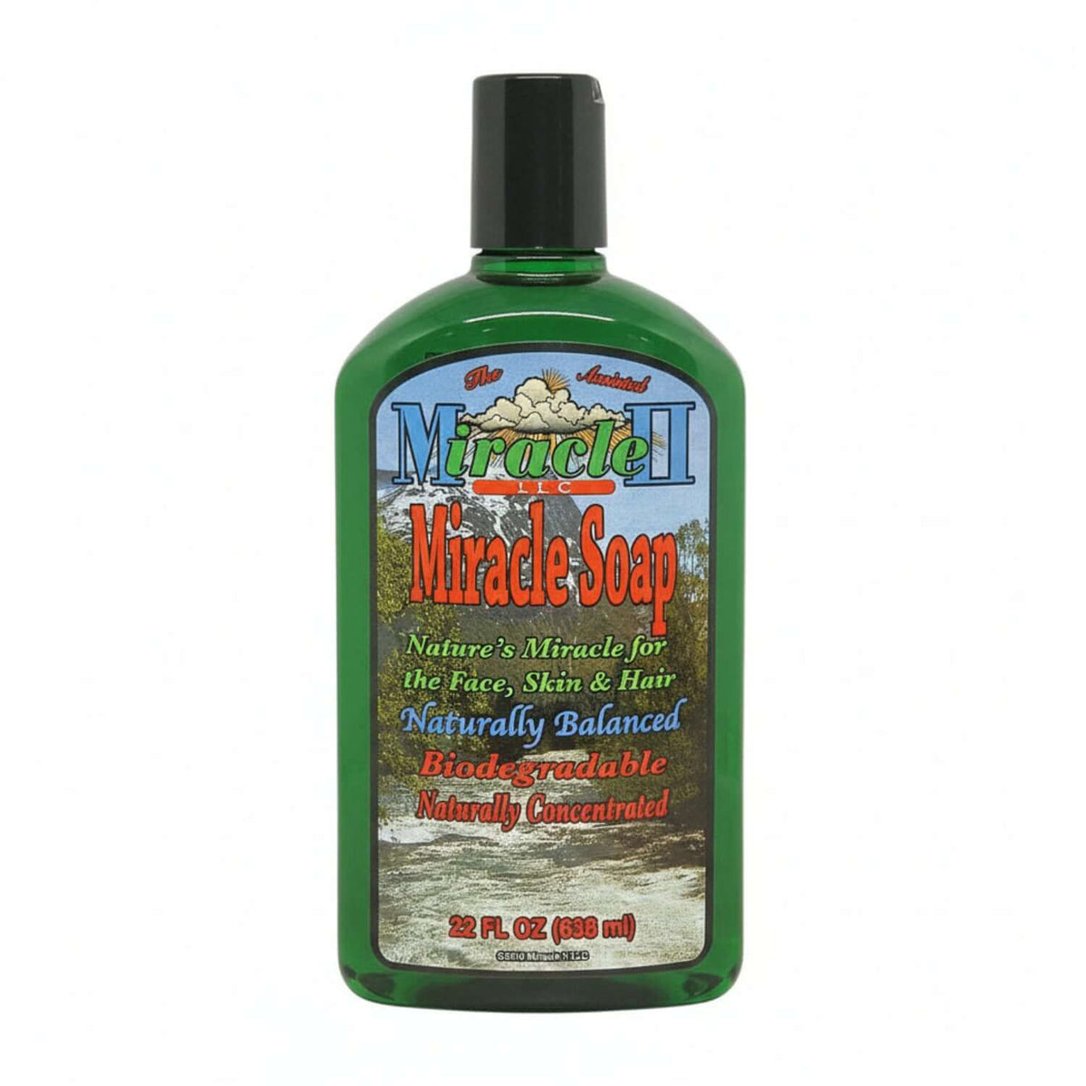 Miracle Soap (Non Foaming) Natural Soap Concentrate in a 22 fl oz bottle showcasing plant-based ingredients.