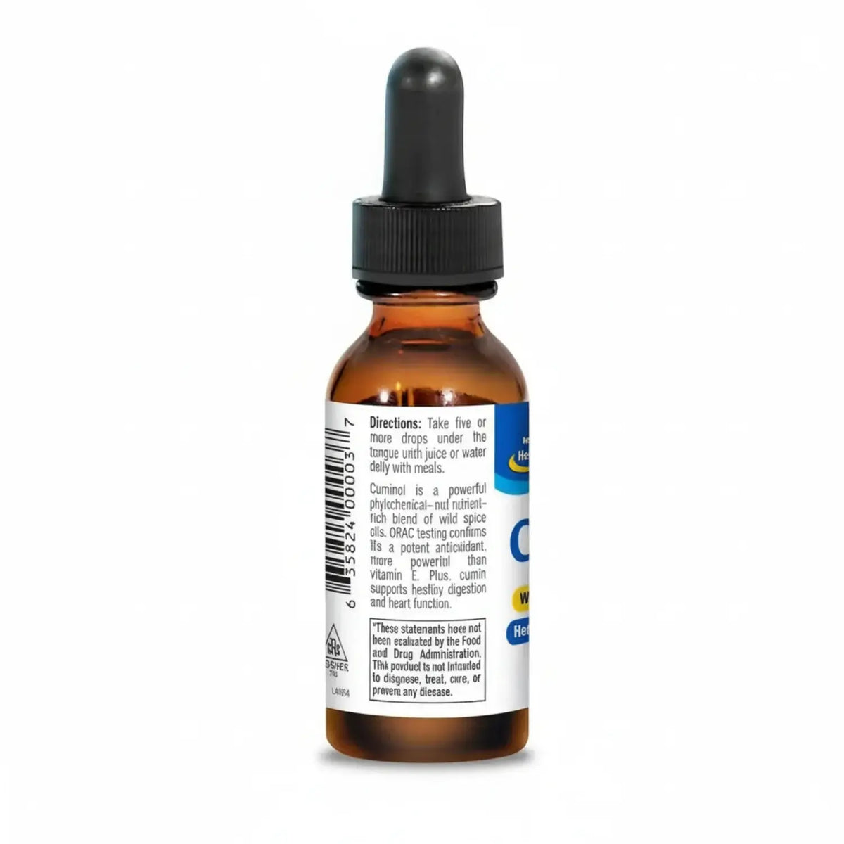 Cuminol - Wild Cumin Oil for Digestive Comfort dropper bottle with directions on the label.