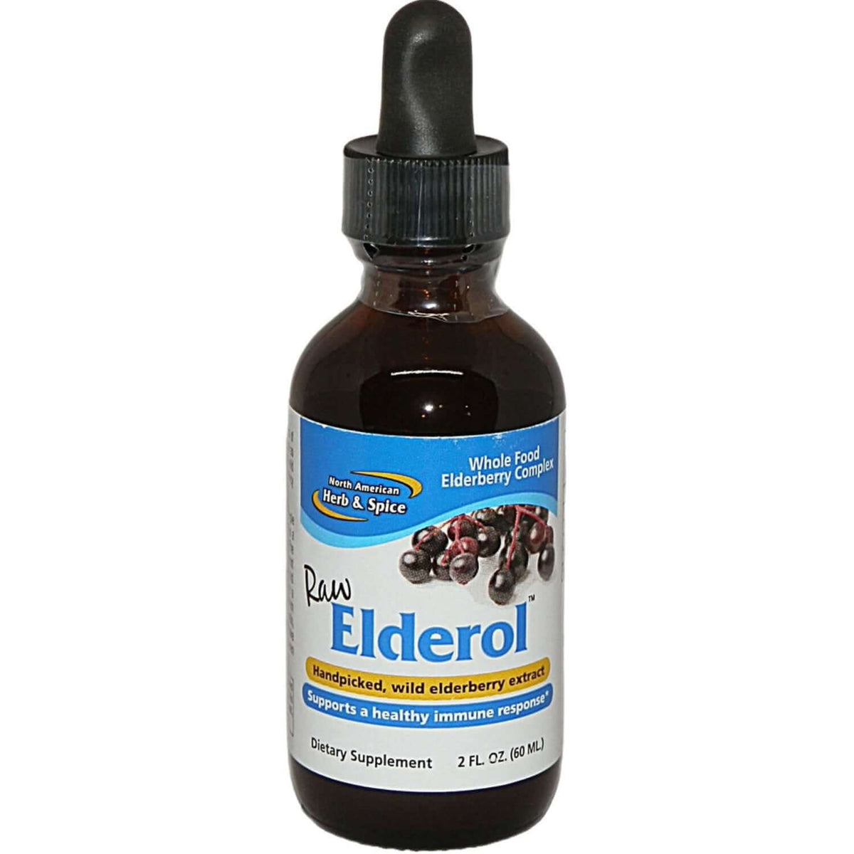 Elderol - Raw Wild Elderberry Extract in a 2 oz bottle, supports healthy immune response.