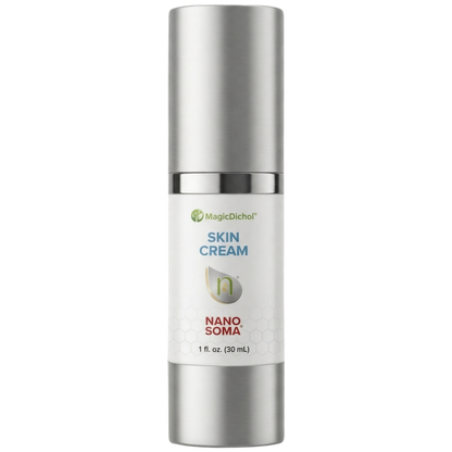 Nano Soma Cream - Nutritional Nutraceutical Policosanol Skin Repair Cream in a sleek silver container.