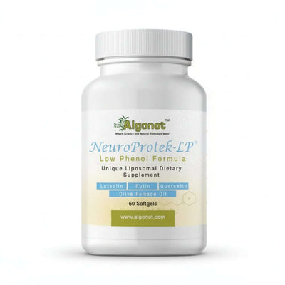 NeuroProtek-LP Luteolin Quercetin Rutin Supplement in a softgel bottle by Algonot, 60 softgels