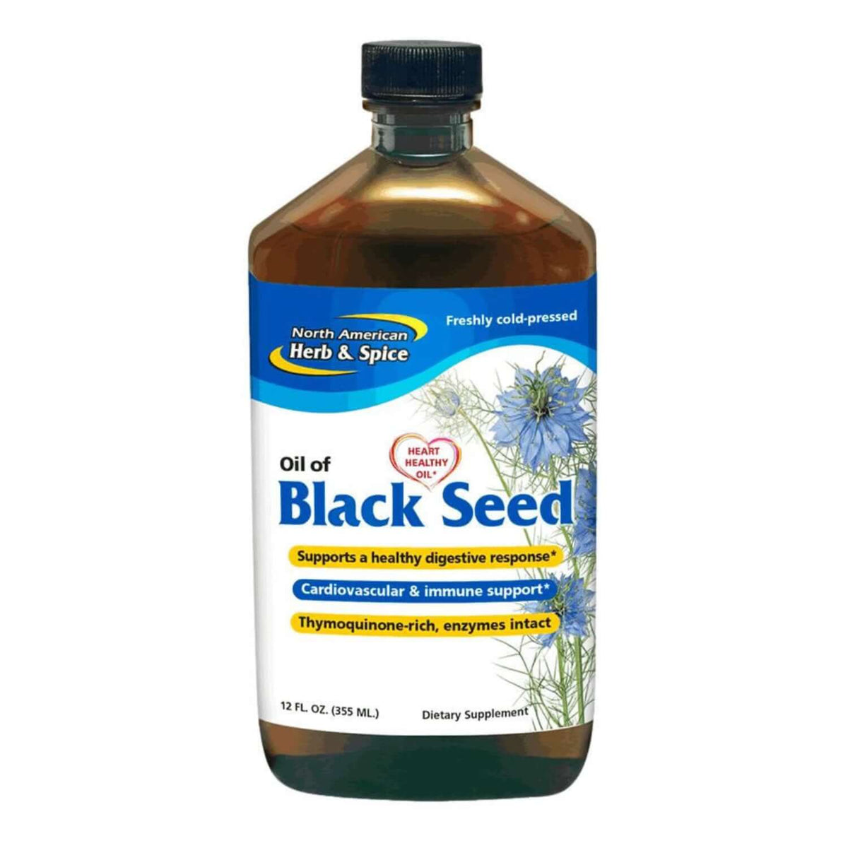 Oil of Black Seed - Cold Pressed Nigella Sativa supplement bottle from North American Herb and Spice