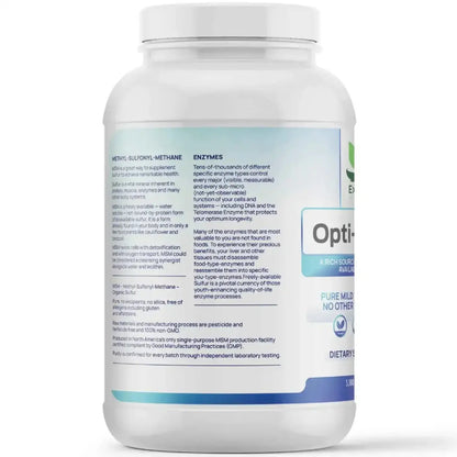 Opti-MSM supplement bottle featuring methylsulfonylmethane for joint comfort and wellness.
