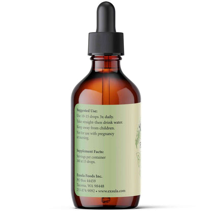 Bottle of Parasite-Ease Vermifuge showing usage instructions and supplement facts for Opportunistic Organism Supplement.