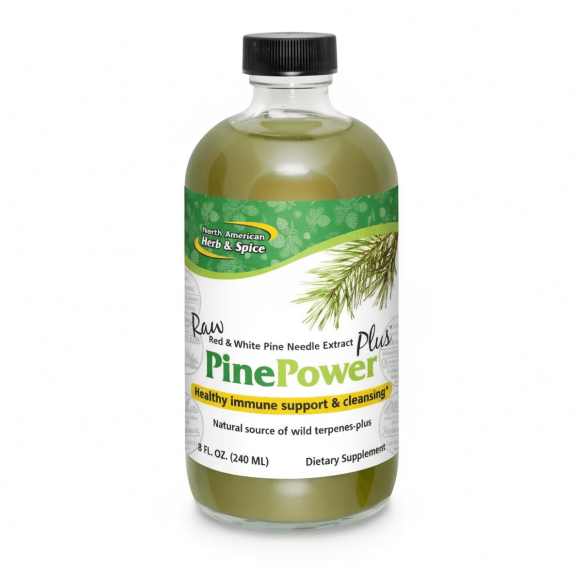 Raw Pine Oil with Oreganol P73 - PinePower Plus bottle for immune support and cleansing.