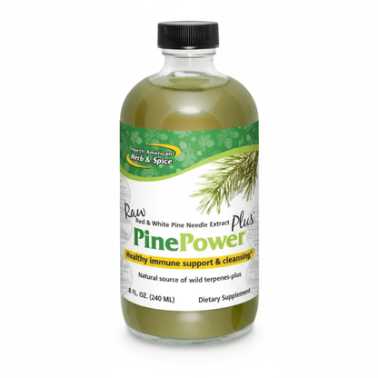 Raw Pine Oil with Oreganol P73 - PinePower Plus bottle for immune support and cleansing.