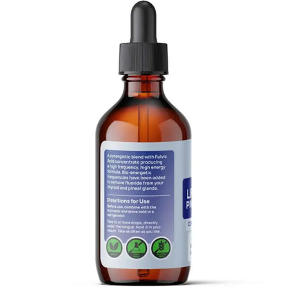 Liquid Elements for Pineal Gland - Pineal Clearing elixir in a dropper bottle for brain revitalization and systemic support.