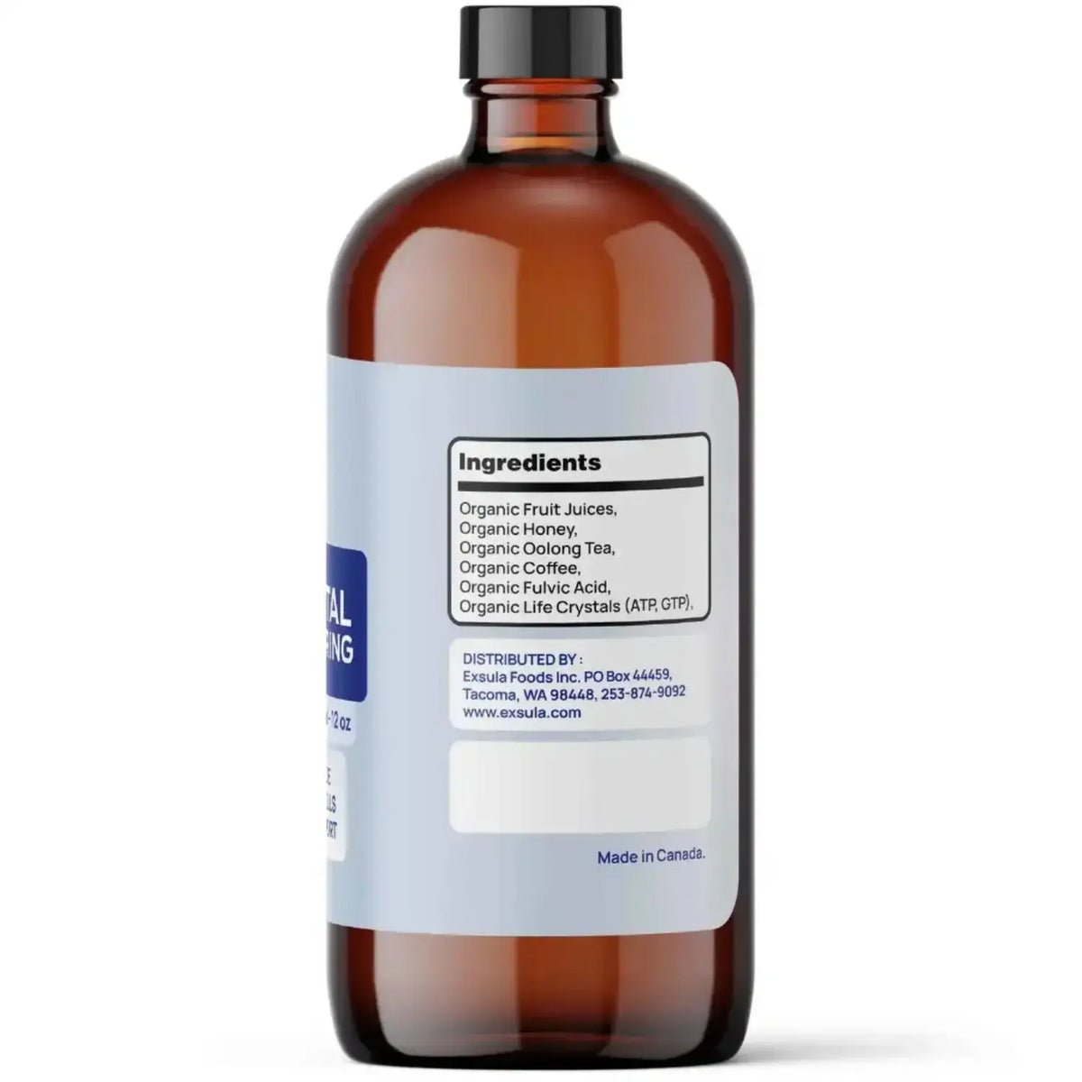 Ingredients of Pineal Clearing, a Pineal Gland and Brain Supplement, featuring organic juices and Fulvic Acid.
