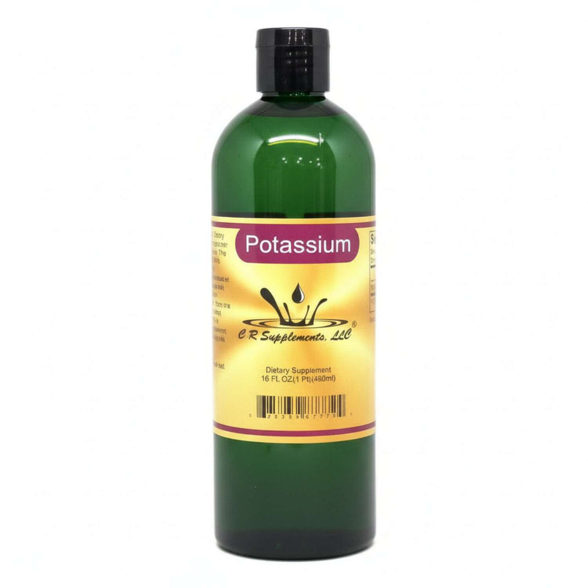 Potassium - Ionic Liquid Mineral, high-purity liquid electrolyte for pH balance and muscle function, 16 FL OZ bottle.