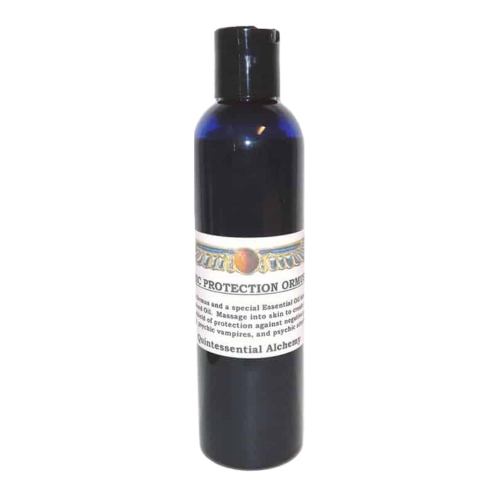 Bottle of Psychic Protection ORMUS For Energetic Shielding with essential oil blend in vor-mag water.