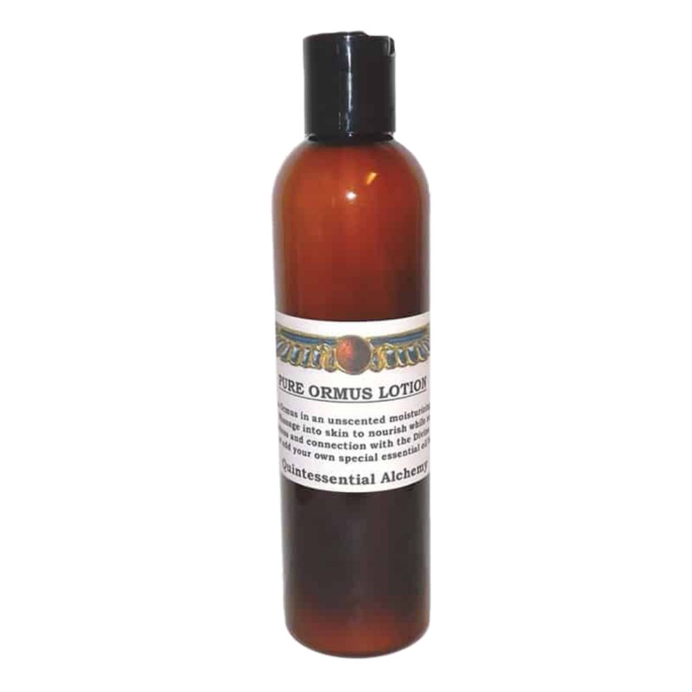 Pure ORMUS For Cellular Vitality and Conscious Clarity lotion in a bottle with a label.