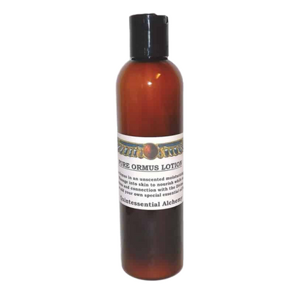 Pure ORMUS For Cellular Vitality and Conscious Clarity lotion in a bottle with a label.