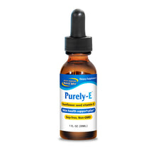 Purely-E Non-GMO Vitamin E Capsules bottle, sunflower seed vitamin E supplement for skin health.