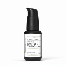 BPC-157 + TB-500 Combo bottle for systemic tissue regeneration drops, highly bioavailable dietary supplement.