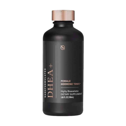 Nanoemulsified Hormone Balance Supplement in a black bottle, designed to support female hormone health.