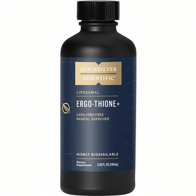 Ergo-Thione+ Liposomal Longevity Supplement bottle, highly bioavailable dietary supplement.
