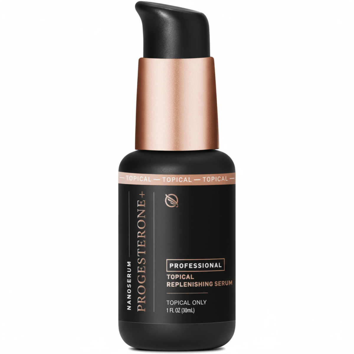 Bioidentical Progesterone serum bottle, Quicksilver Scientific Progesterone+ professional topical replenishing serum.