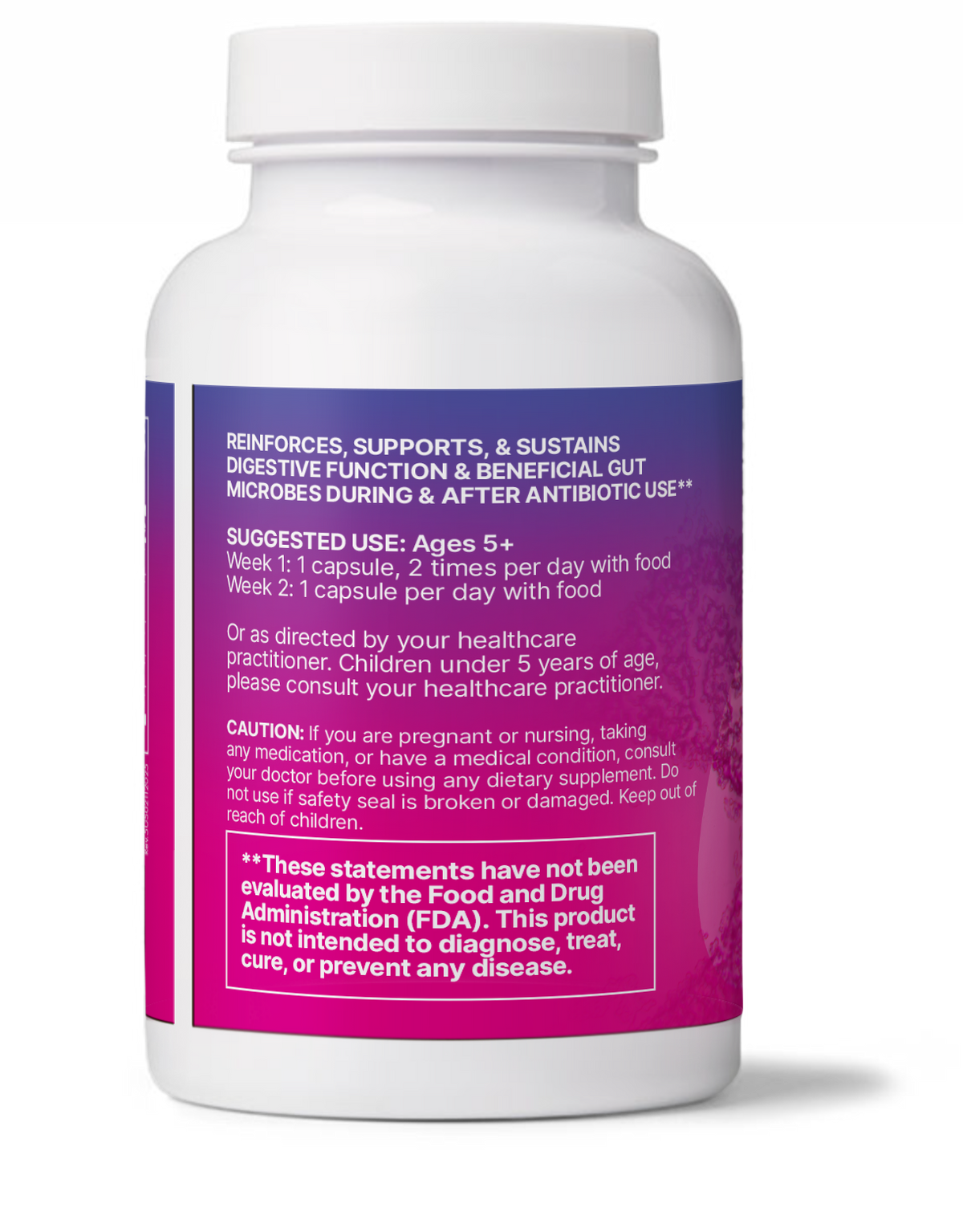 RestorFlora probiotic supplement bottle promoting restore gut balance after antibiotics.