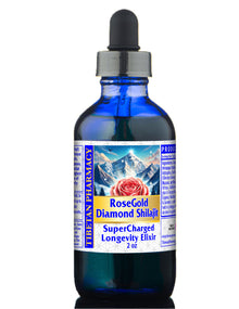 RoseGold Diamond Shilajit For Energy and Detox in a blue dropper bottle, Tibetan Pharmacy, 2 oz