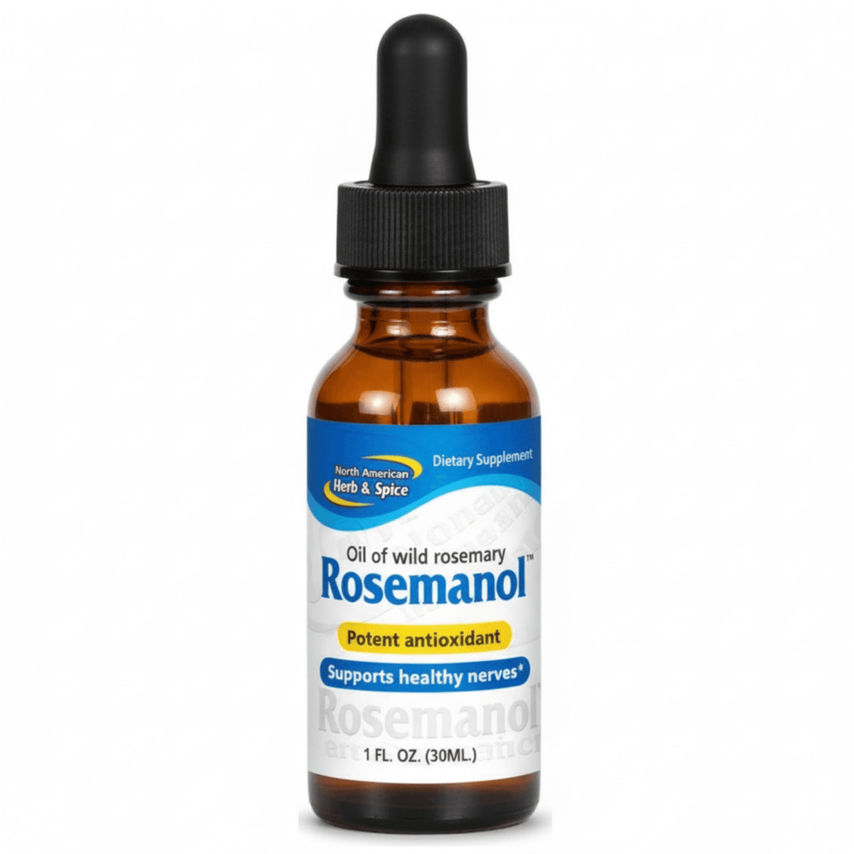 Rosemanol - High Mountain Wild Rosemary Oil in a dropper bottle, supports healthy nerves and offers potent antioxidant benefits.