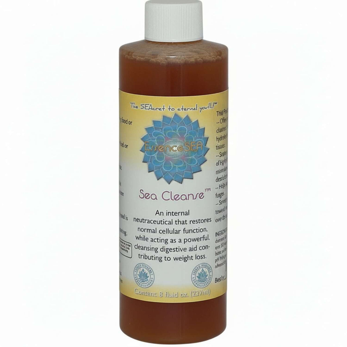 Sea Cleanse - Ocean Mineral Detox Supplement by EssenceSea in a liquid bottle, showcasing a revitalizing health product.
