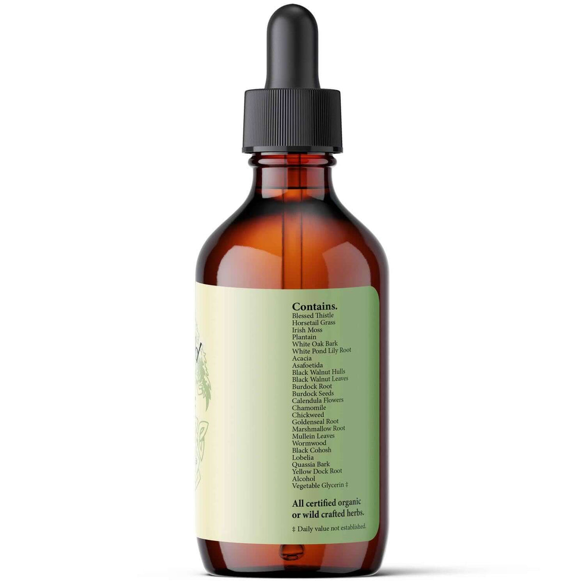 Liquid Herbs for Structural Integrity in a dropper bottle, showcasing natural ingredients and botanical formula for skin and bone support.