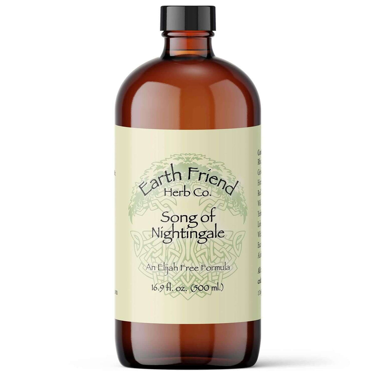 Song of Nightingale liquid herbs for voice stamina by Earth Friend Herb Co in a brown glass bottle
