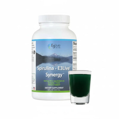 Aquatic Phytonutrient and Phycocyanin Synergy Support Spirulina E3Live.