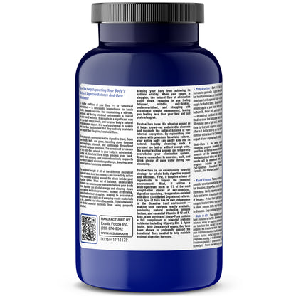 Strata-Flora Soil Based Organism Probiotics supplement bottle label showing product information and usage instructions.