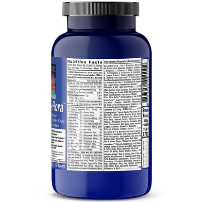 Strata-Flora Soil Based Organism Probiotics supplement bottle with nutritional facts and ingredient list.