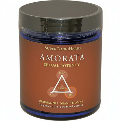 Amorata - TCM Herbs for Libido, a SuperTonicHerbs product in a round jar, featuring sexual potency formula.
