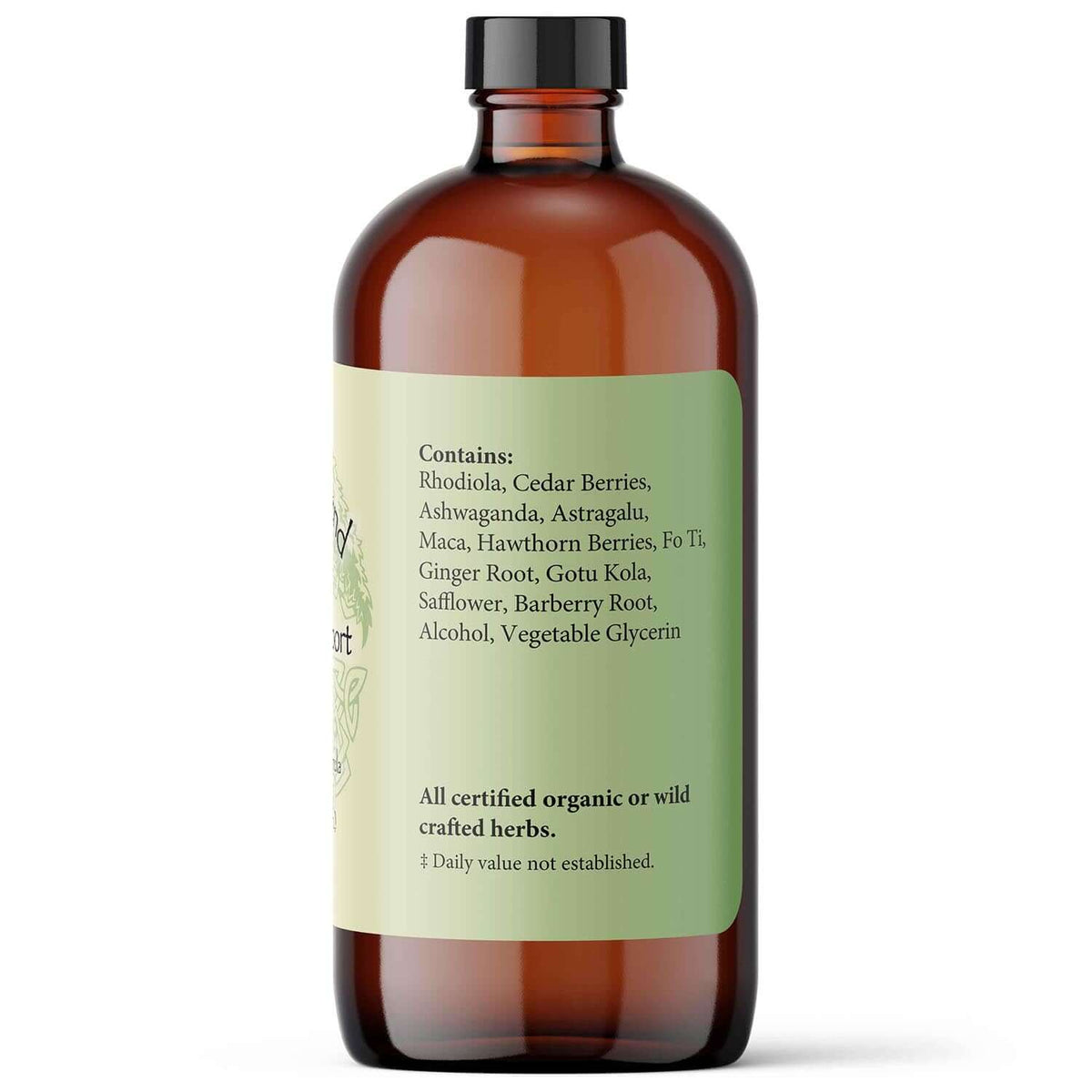 Liquid Herbs for Systemic Rejuvenation product label detailing herbal ingredients and botanical tincture.
