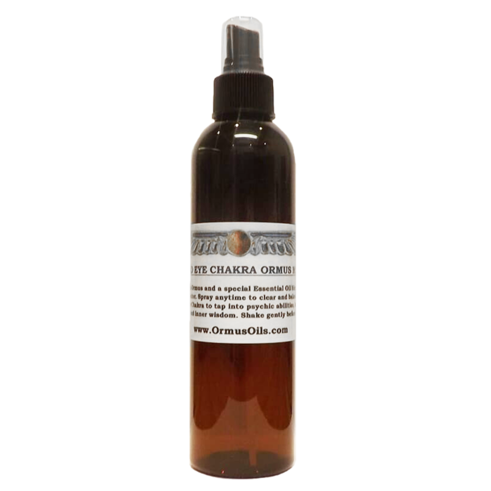 Brown Third Eye Chakra Ormus Mist 240ml bottle with label on a white background