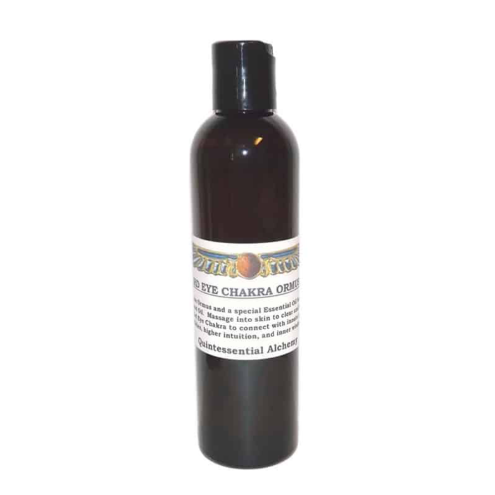 Brown Third Eye Chakra Ormus Oil 240ml bottle with a label on a white background
