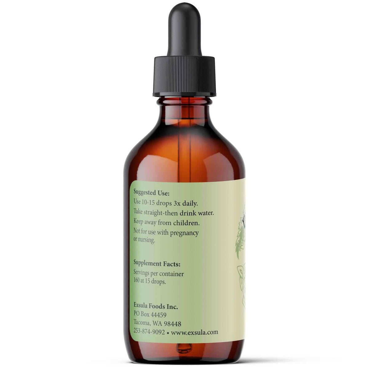 Thy-Ease liquid herbs for endocrine support supplement bottle with usage instructions and supplement facts.